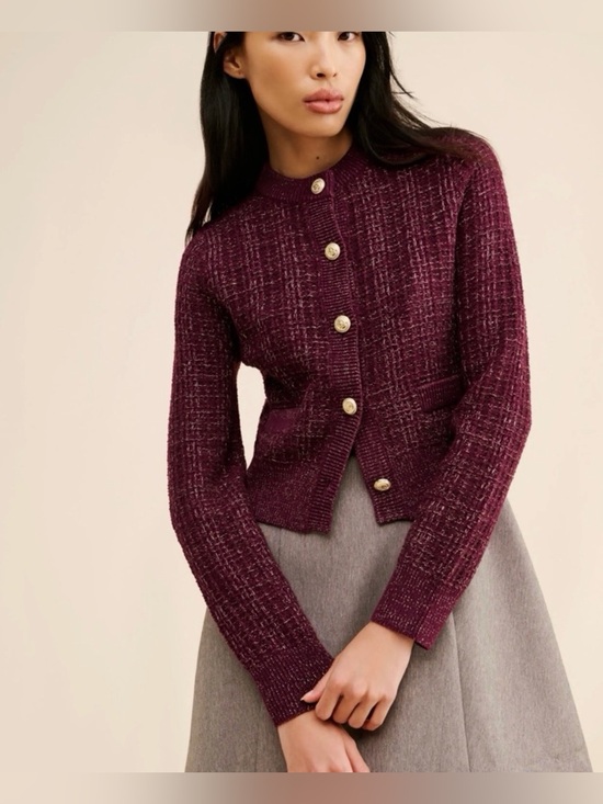 French Connection Sweaters - French Connection Metallic Tweed Knit Cardigan NWT!